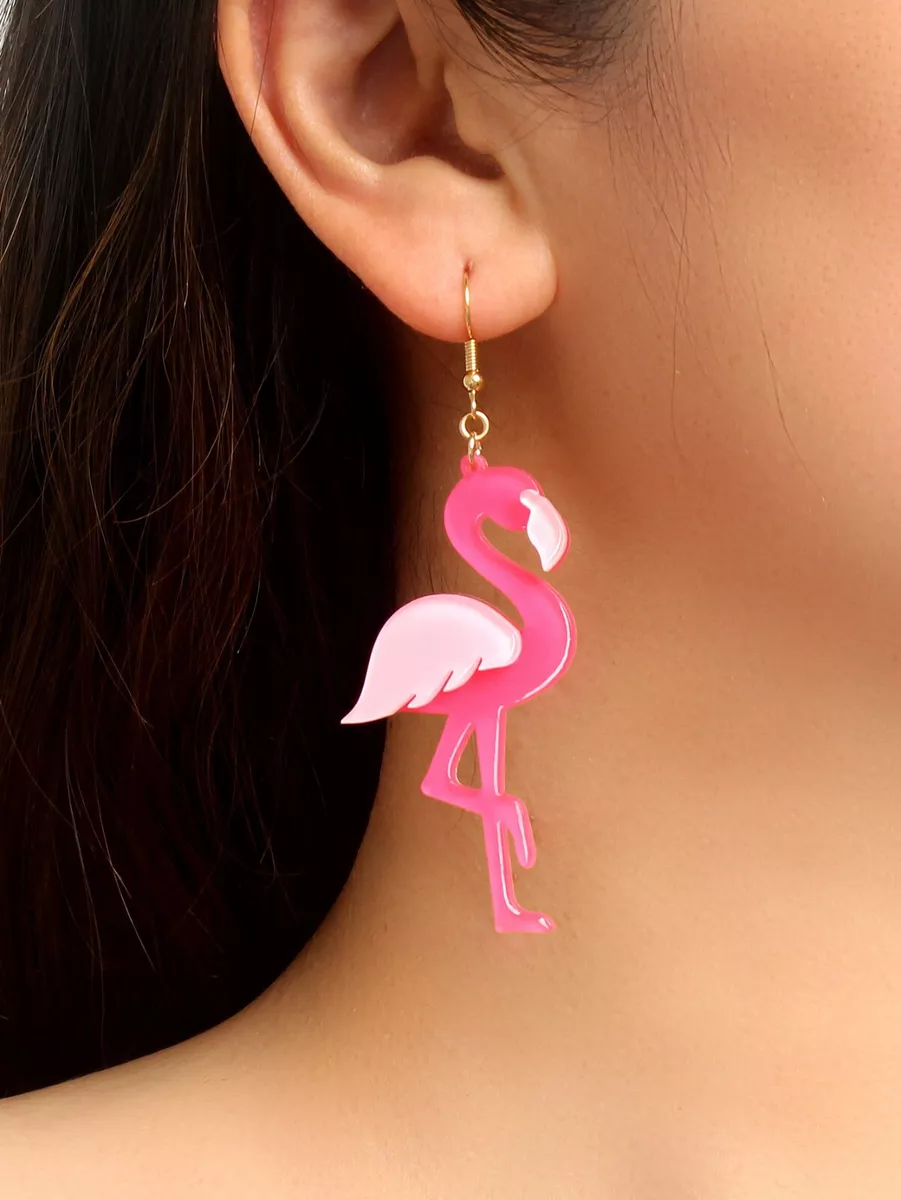 Flamingo dangle earrings deals
