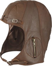 Brown WWII Pilots Military Vintage Style Leather Goatskin Helmet Head Cover