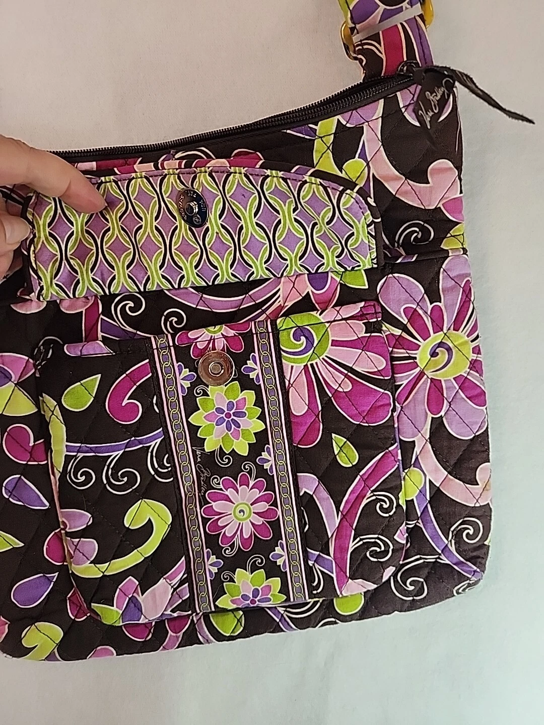 Borsa a tracolla Vera Bradley modello rosa fiore marrone ottime condizioni 724A109
