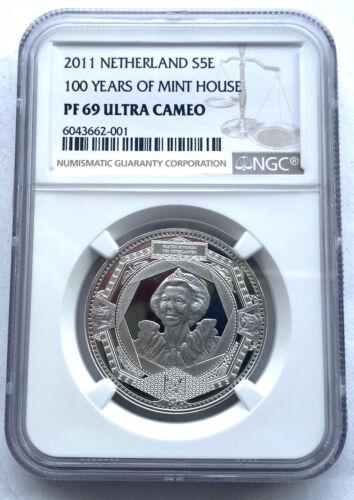 Netherlands 2011 QR Code 5 Euro NGC PF69 Silver Coin,Proof - Picture 1 of 3