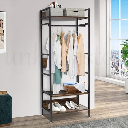 4-IN-1 Large Garment Coat Rack Shoe Rack Vintage Hall Tree for Entryway Bedroom - Picture 5 of 12