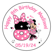 Mouse 8th Birthday Stickers Party Favors Labels tags 2.5" custom 12