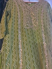 Green cotton Anarkali dress. Only one time used. Indian Size 42