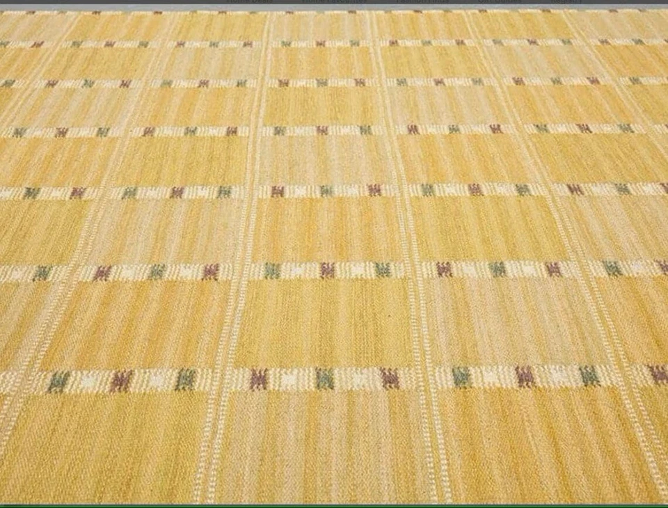 Yellow Flat weave Scandinavian Swedish Kilim Rug Living Room Area Rug Bedroom - Image 4 of 4