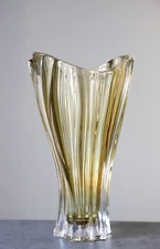 Vase12 " Flower Vase  Bud Vase Yellow Color Bohemia Crystal Vase Gift