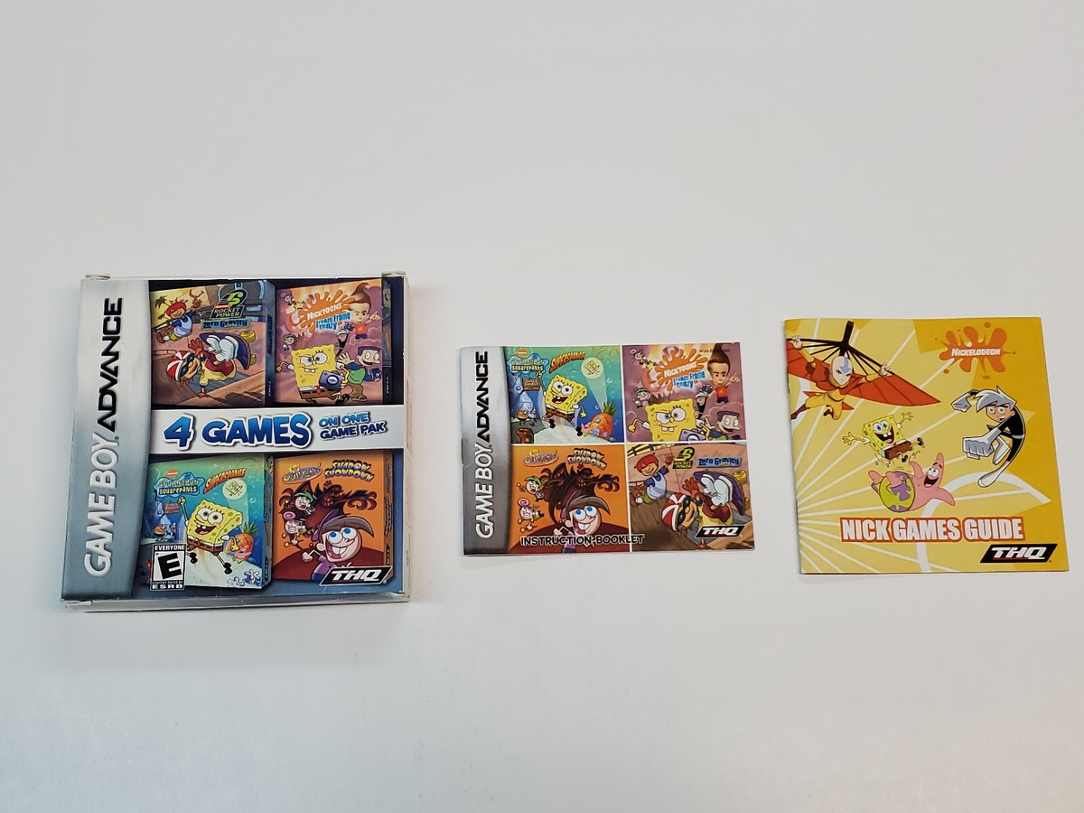 Nickelodeon 4 Games on One Game Pack GBA Authentic Box & Manual