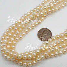 Beautiful 16in. Freshwater Pearl Egg Potato Round  beads 5-6mm various colors  