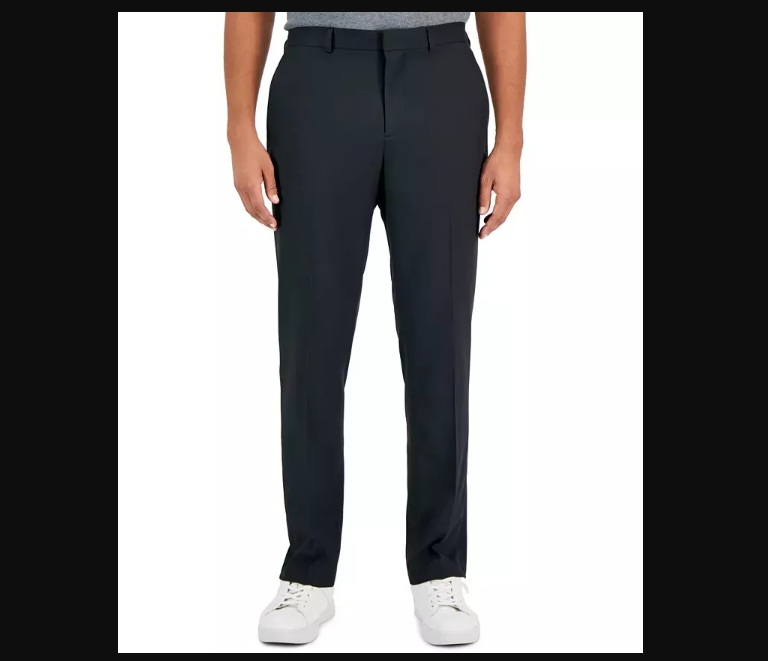 slim fit dress slacks Slim Fit Solid Linen Blend Pant – Perry Ellis main image 0