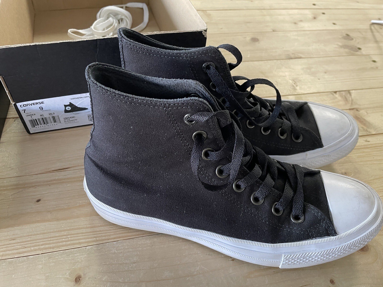 Converse Mens 7 Women 9 Shoes Black Chuck Taylor Allstar Hi Top