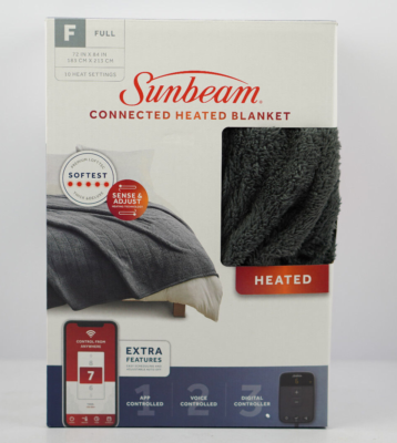 Sunbeam Connected WiFi Heated Electric Blanket Lofttec Slate Grey Full for  sale online | eBay