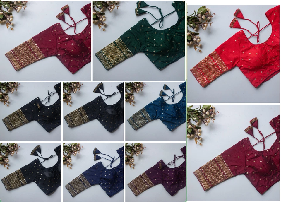 FASTNFREE COLLECTION Readymade blouse for saree designer silk sequence embroidery indian choli party