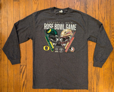 Oregon Ducks vs. FSU 2015 Rose Bowl Long Sleeve T-Shirt L Large Gray 50/50 Nice!