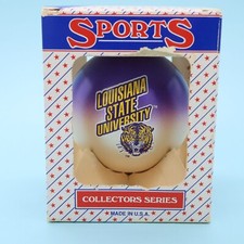 Vintage LSU Football Mike the Tiger Glass Christmas Ornament Made in USA NOS