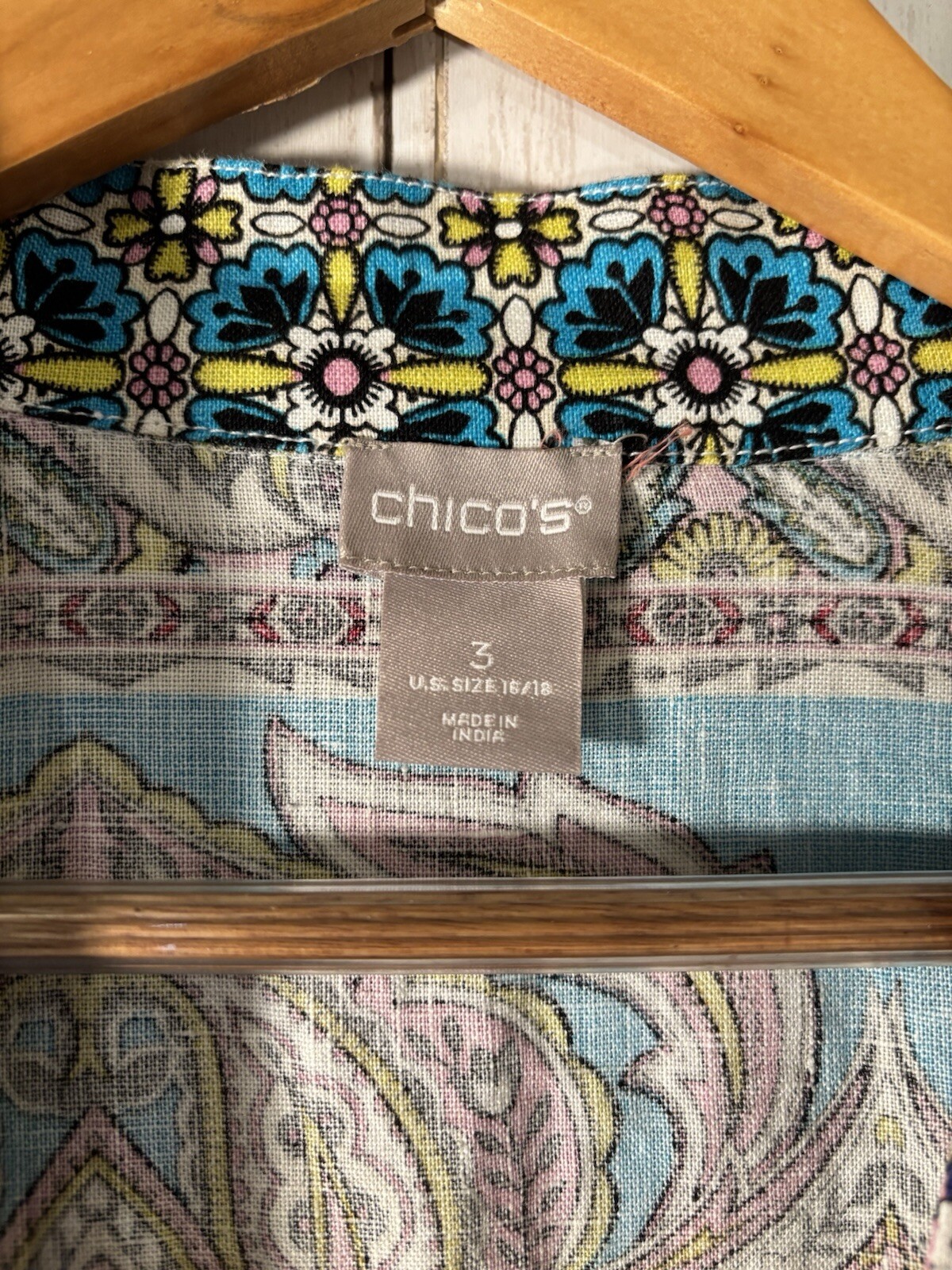 Chicos Patchwork Linen Duster Jacket SZ 3 (XL)  3… - image 8