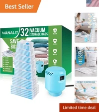 32 Vacuum Sealer Bags Combo with Electric Pump - Space Saver for Travel & Home