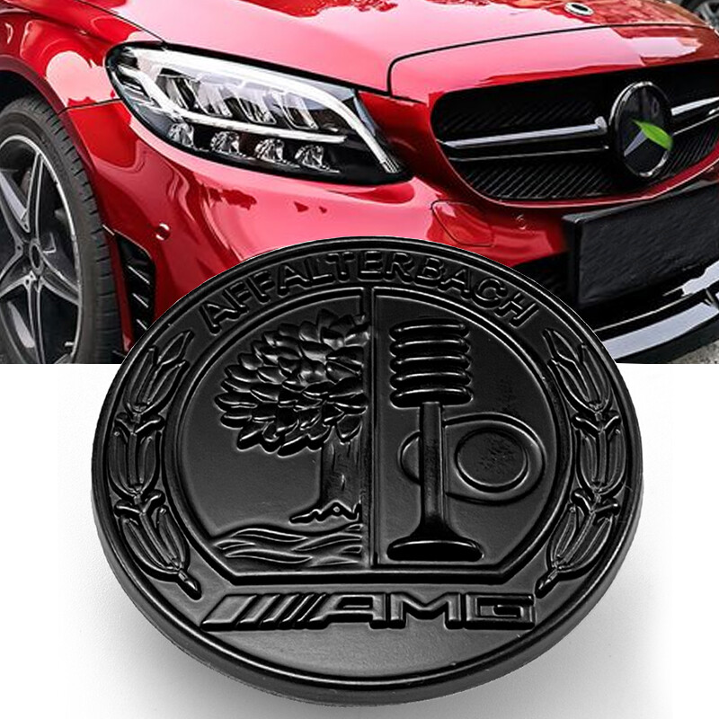 Front Hood Emblem Black Apple Tree Flat Paste Badge Decal For AMG