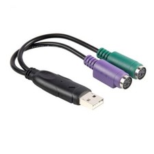 Dual PS/2 PS2 Female to USB Male Cable Adapter Converter For Keyboard Mouse
