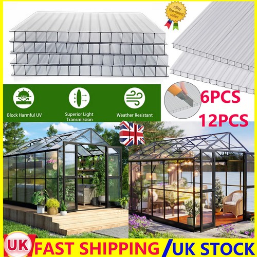 12PCS Polycarbonate Roofing Sheets 10MM High Clear Greenhouse