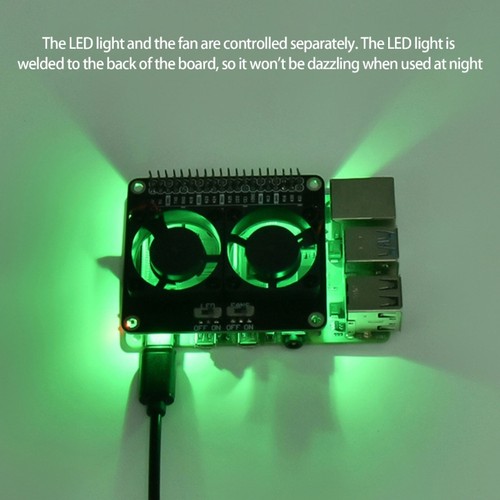 Double Fan Cooling Expansion Board With LED Ambients Light for Raspberry 5 - Afbeelding 6 van 8