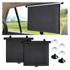 2PCS Car Window Shades for Baby 20"×20" Retractable Car Shades for Side Windo...