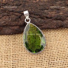 Pear Peridot Stone 925 Silver Wife August Birth Elegant Birthday Pendant Jewelry