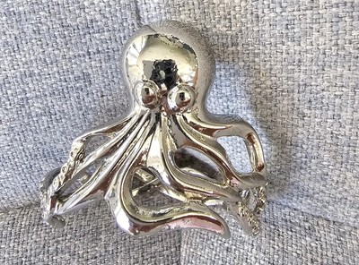 Vintage Pottery Barn Octopus Napkin Rings. Silver Coastal Decor. Set Of 8.