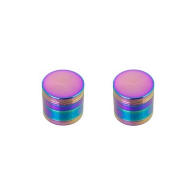 2 PACK 1.6'' 4 Layer Metal Tobacco Crusher Hand Muller Smoke Herbal Grinder 