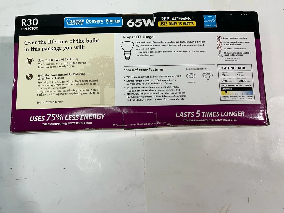 Feit R30 65W Energy Saving Light Bulbs Pack of 4 CC C - Image 2 of 4