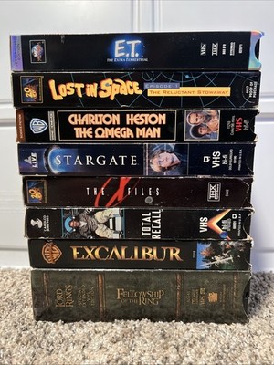 Sci Fi Adventure VHS Lot 8 VHS Stargate E.T. X Files Lost In Space Ep1 Omega Man