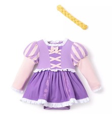 NWT Disney Store Rapunzel Tangled Bodysuit Costume Baby Purple Headband Hair