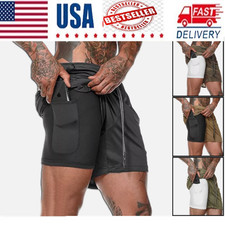 Men's Elasticated Waist Jogging Shorts Gym Workout Fitness Running Athletic