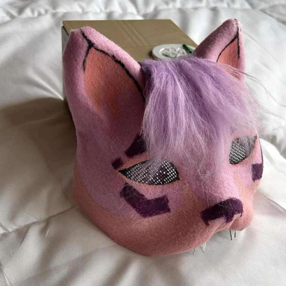 Pink Kipo Felted Therian Mask Handmade By Faohlan - Image 3 of 4