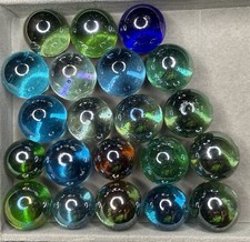Lot Of 21 Iridescent Marbles Decor Marbles .86  To .97  
