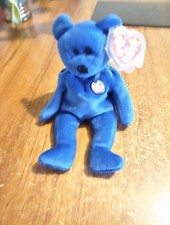 TY The Beanie Babies Collection Clubby With Tags - Blue Bear  1998 Stain On Head