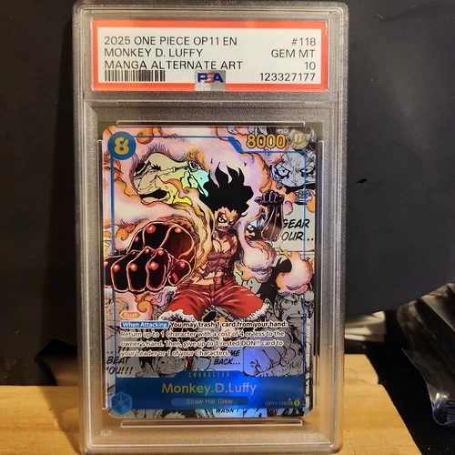 2025 One Piece Monkey.D.Luffy Op11-118 Manga AA PSA 10 Fist Of Divine Speed