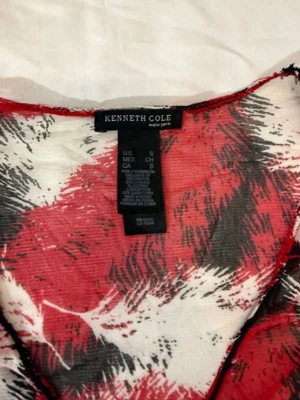 Y2K винтажный чистый сетки верхний абстрактный печать красный черный белый S - Изображение 3 из 4