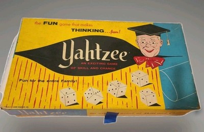 Vintage 1956 ORIGINAL YAHTZEE Dice Family Board Game  ES Lowe Co #950 Complete
