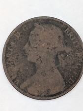 1886 UK Great Britain British One Penny, Queen Victoria Young Head