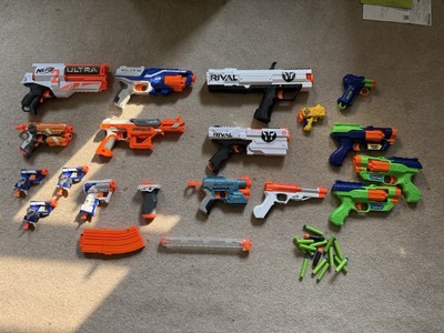 NERF Elite, NERF ultra, NERF rival Lot Of Nerf Toys Magazine And Attachments