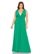 NWT Mac Duggal Draped V Neck Sleeveless A Line Gown 20W