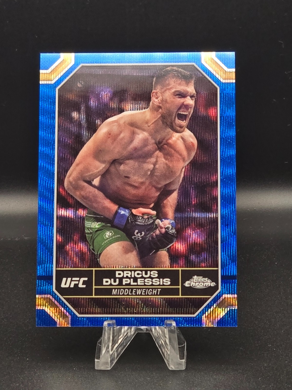 2024 Topps Chrome UFC Dricus Du Plessis Blue Wave Refractor /75