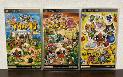 Monster Hunter Tagebuch Nikki Airou Dorf & G & Puzzle Set Lot Sony PSP Japan