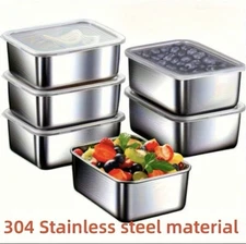 5/6/8 - Piece Set 304 Stainless Steel Airtight Storage Containers