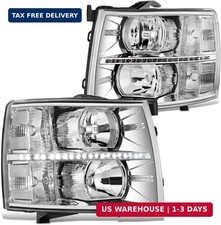 Pair LED DRL Headlights Compatible with 07-13 Chevy Silverado 1500