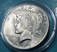 1923 SILBER EAGLE LIBERTY DOLLAR IN STEMPEL GLANZ UNZIRKULIERT BANKFRISCH...