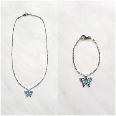 Stahlkette und Armband mit Anhänger Himmlischer Schmetterling