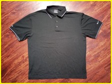 Nike Golf Dri-Fit Polo Shirt Men's Black W/ White Stripe  Logo Size - XL