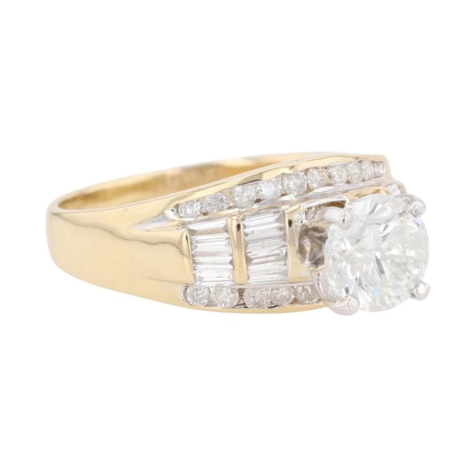 Anillo de compromiso de diamantes de corte redondo de 1,87 quilates de oro multicolor de 18 k talla 8,25 Foto 4 de 4