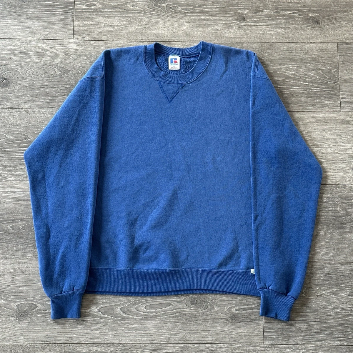 Sweat Vintage Russell Athletic - Fabriqué Aux USA - Taille XL - Bleu Et Blanc