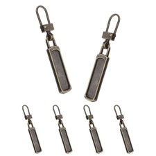 Zipper Pull Charm 6 Pcs Rectangle Shape Zipper Pull Replacement, Bronze Tone